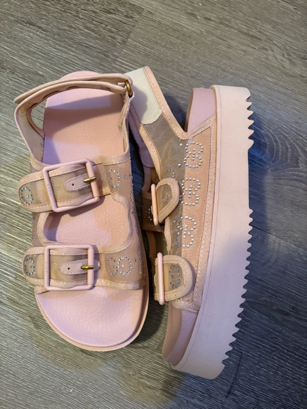 Gucci Rhinestone Sandals Pink